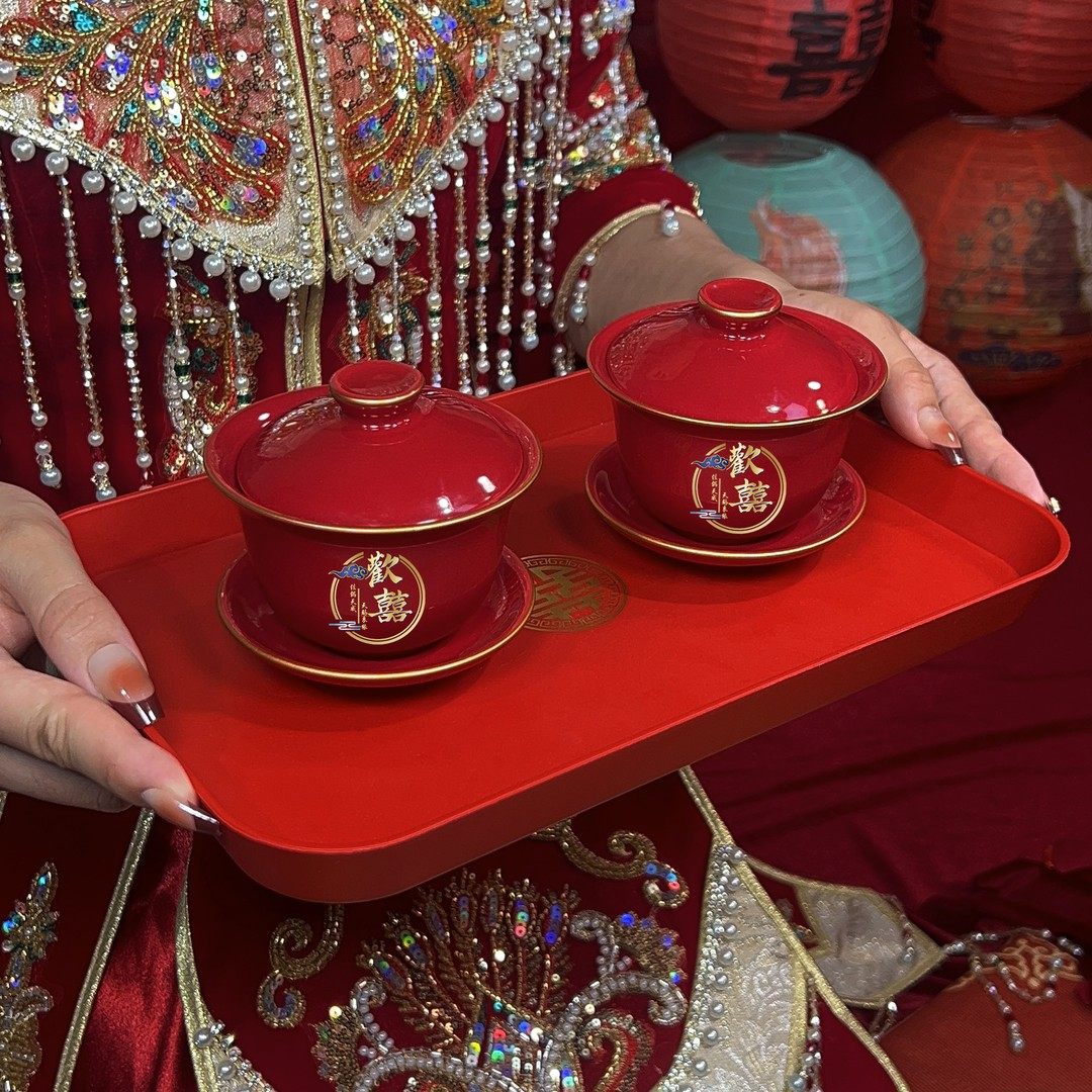 结婚敬茶杯喜碗套装改口敬茶陪嫁全红喜碗套装敬酒杯婚庆备婚用品,淘宝优惠券,粉丝福利购,淘宝优惠卷