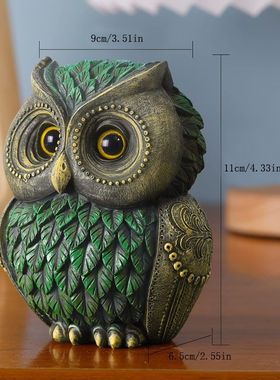新款北欧风复古小猫头鹰摆件家居轻奢欧式高档客厅玄关书桌装饰品