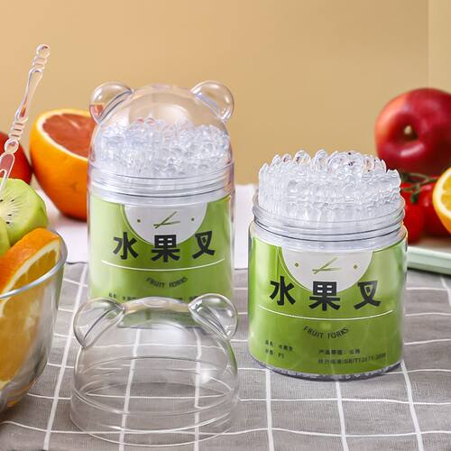 一次性水果叉罐装收纳盒加厚加硬家用便携食品级透明小叉子摆摊用 - 图2