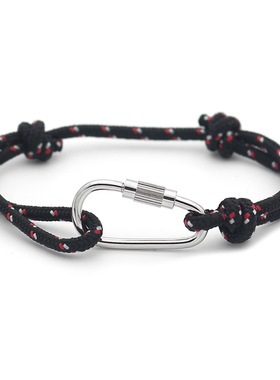 新款 多功能登山扣 抖音网红饰品手链 马克龙色RPET绳手链