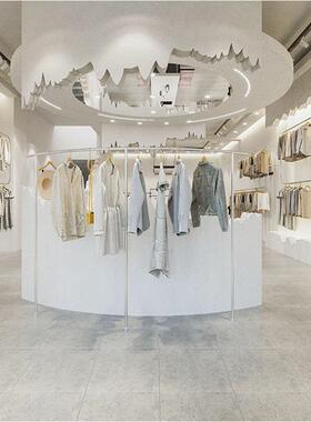 服装店衣服架创意双层不锈钢银色挂衣架女装货架陈列架上墙展示架
