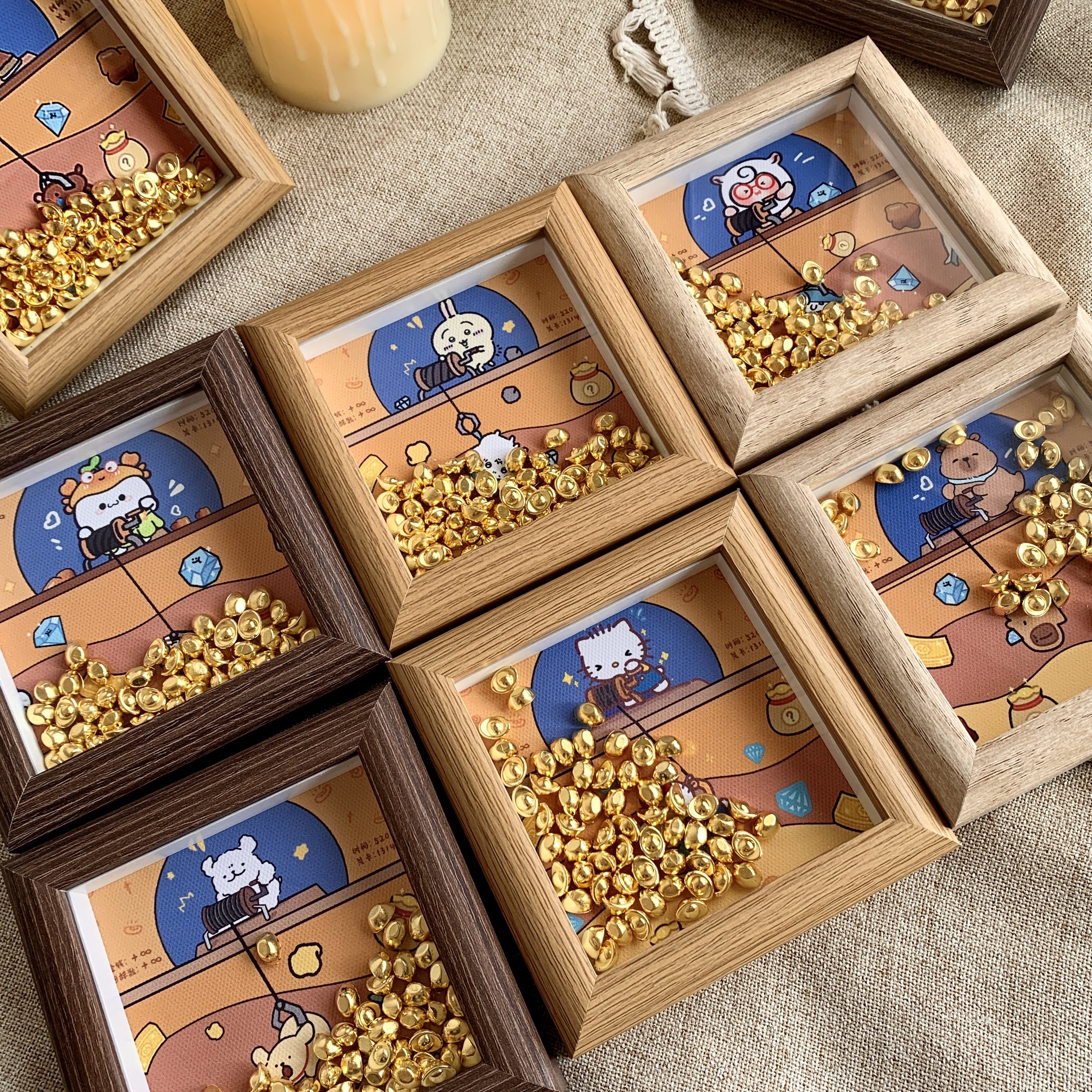 黄金矿工桌面装饰小摆台相框画DIY金豆子收纳元旦小众礼物送女友,淘宝优惠券,粉丝福利购,淘宝优惠卷