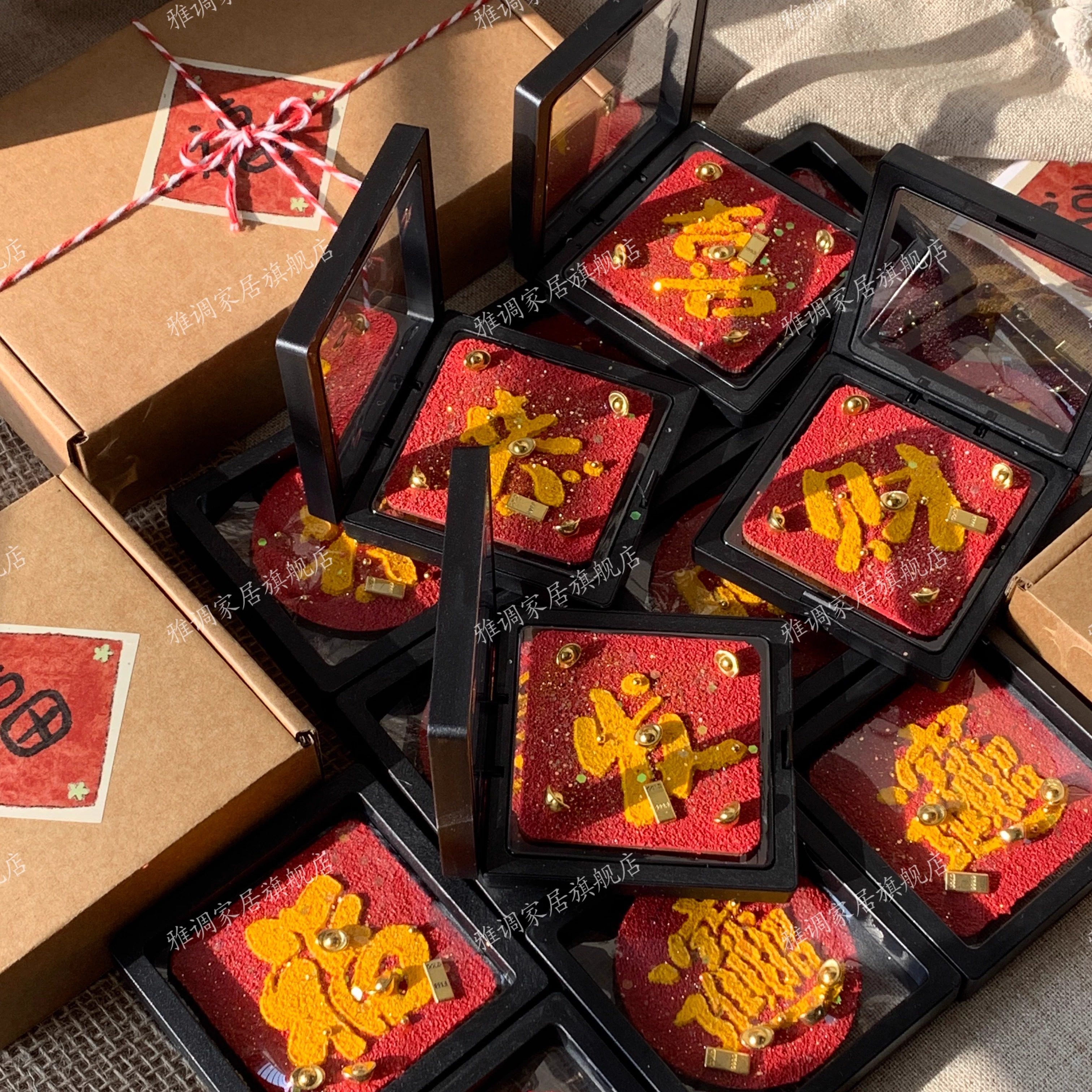 新年肌理画冰箱贴高颜值纯手工制作精美包装文创小礼物氛围感装饰,淘宝优惠券,粉丝福利购,淘宝优惠卷