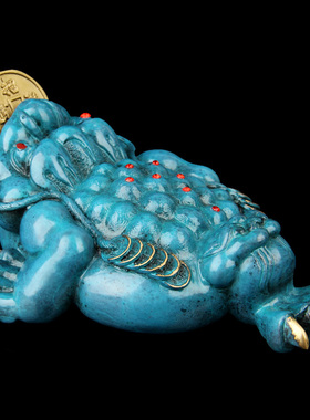 朴器 彩绘铜三脚金蟾摆件 铜金蟾摆件