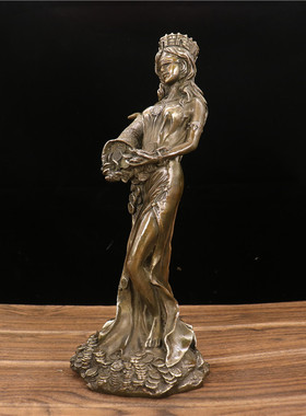 黄铜西洋人美女烛台摆件 家居客厅供奉桌面装饰工艺礼品摆饰