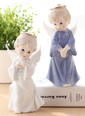 欧式陶瓷人物摆件小天使客厅书桌酒柜装饰品摆件家居饰品日常礼物