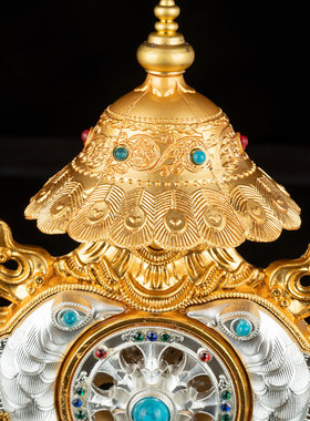 八吉祥总集摆件 藏传用品合金鎏金鎏银摆件藏式八吉祥八宝摆件