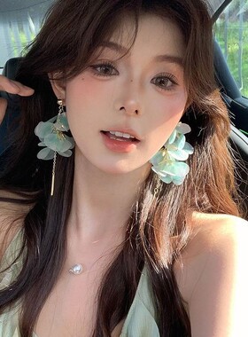 「旷野风眠」花瓣流苏耳钉女