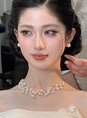 新款新娘仙美珠珠项链婚纱造型