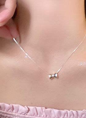 甜美气质极简蝴蝶结吊坠项链女款