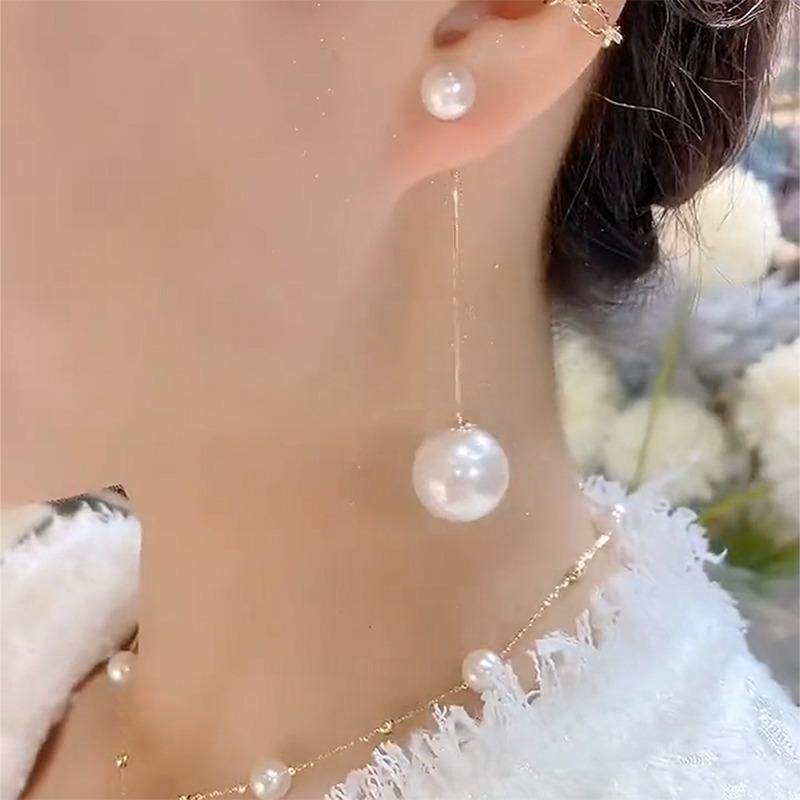 纯银耳钉2025年新款潮流苏珍珠白色耳环长款波西米亚耳坠网红简约,淘宝优惠券,粉丝福利购,淘宝优惠卷