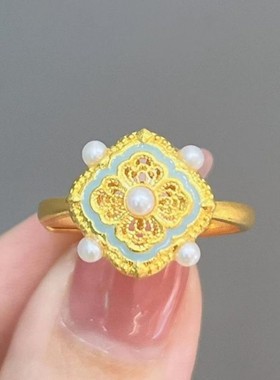 古法复古宋韵四合如意戒指女