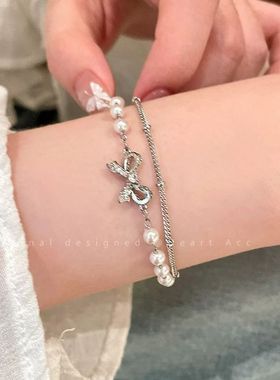 2025新款超火蝴蝶结珍珠手链女