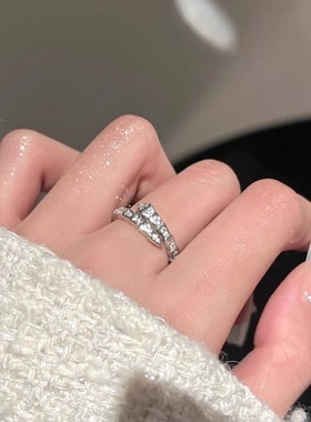 闪钻灵蛇形戒指银色开口指环