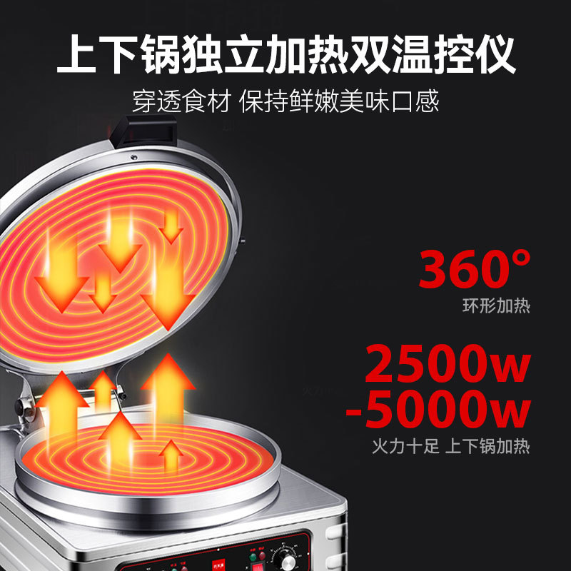 Factory direct sales commercial electric pancake pan enlarged and deepened plate double-sided heating canteen restaurant pancake machine non-stick coating