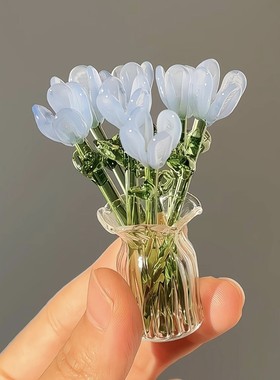 淄博手工琉璃小花朵仿真花束插花玻璃永生花礼物清新桌面装饰摆件