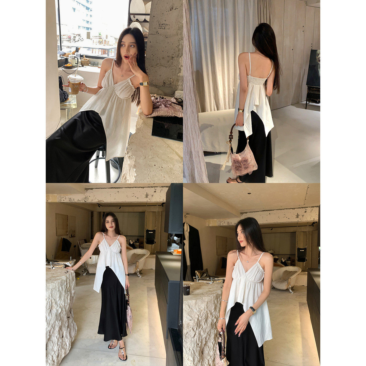 木耳边不规则V领女夏季宽松设计感度假风抹胸小衫,淘宝优惠券,粉丝福利购,淘宝优惠卷