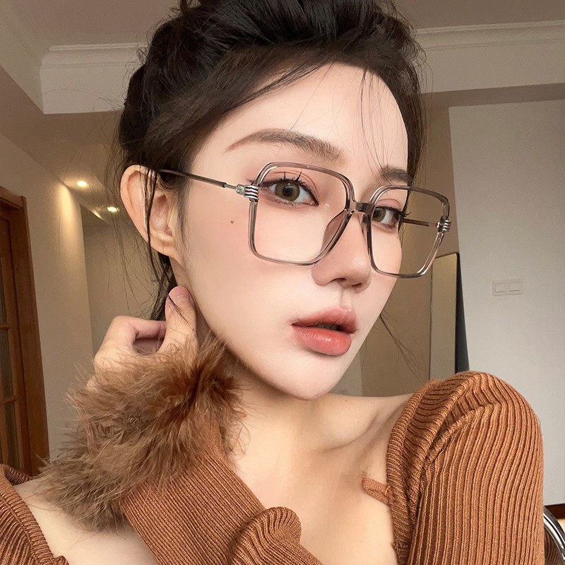 冷茶色超大框方形眼镜框女素颜可配近视度数大脸显瘦专用眼睛镜架,淘宝优惠券,粉丝福利购,淘宝优惠卷