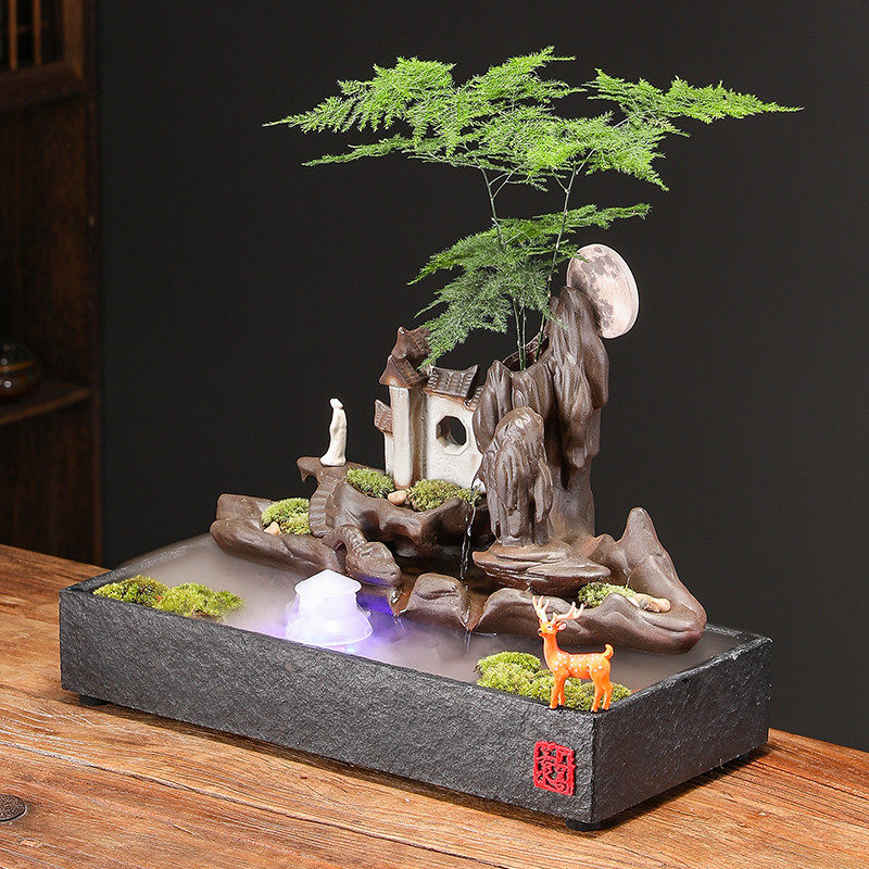 陶瓷流水鱼缸摆件办公室桌面茶几装饰景观家居乔迁开业送礼品,淘宝优惠券,粉丝福利购,淘宝优惠卷