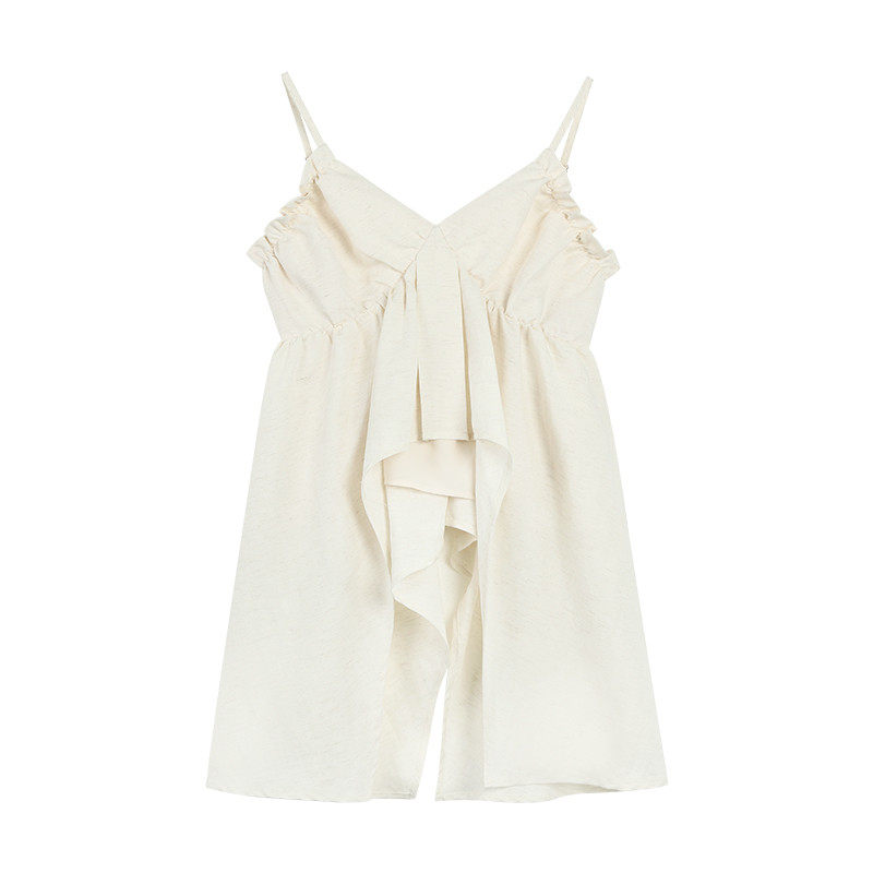 木耳边不规则V领女夏季宽松设计感度假风抹胸小衫,淘宝优惠券,粉丝福利购,淘宝优惠卷