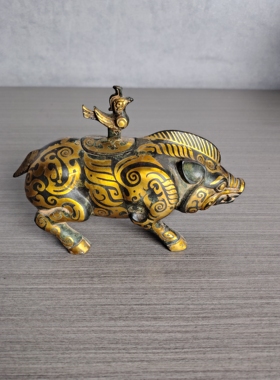 猪尊错金纯金手工铜器动物生肖马摆件中式艺术家居餐厅摆设送朋友