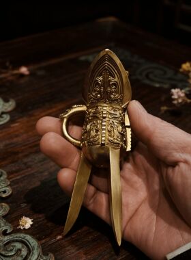 【精品爵杯】金色爵杯包瓷青铜器仿古摆件可饮酒器亲朋好友送礼