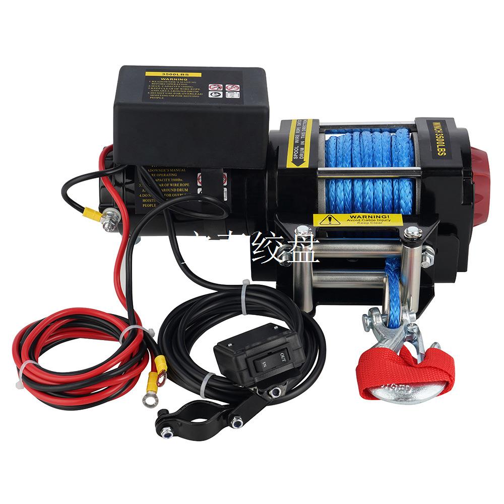 厂家直销12v/24v500磅尼龙绳电动绞盘沙滩车绞盘车载电动绞盘 - 图1