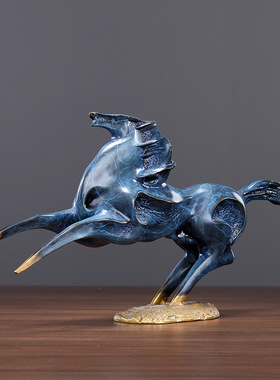 黄铜飞马摆件马到成功家居办公室办公桌书桌商务礼品摆设