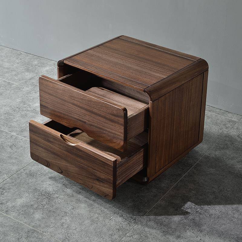 北欧黑胡桃木床头柜简约床边收纳柜卧室床头40厘米45公分50实木柜 - 图2