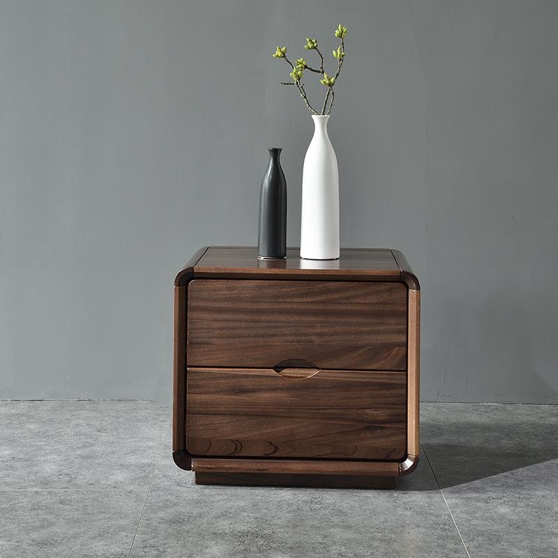 北欧黑胡桃木床头柜简约床边收纳柜卧室床头40厘米45公分50实木柜 - 图0