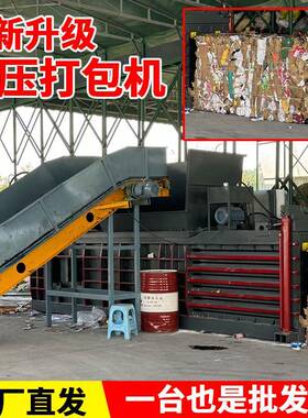 废纸打包机卧式液压打包机废品塑料油漆桶压缩机废铁压块机热卖