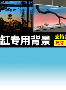 高清图水族箱生态缸造景装饰缸外正胶新款鱼缸渐变背景画专用贴纸