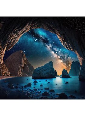 鱼缸背景贴纸3d立体高清图5d水族箱洞穴造景装饰画壁纸正胶不透光