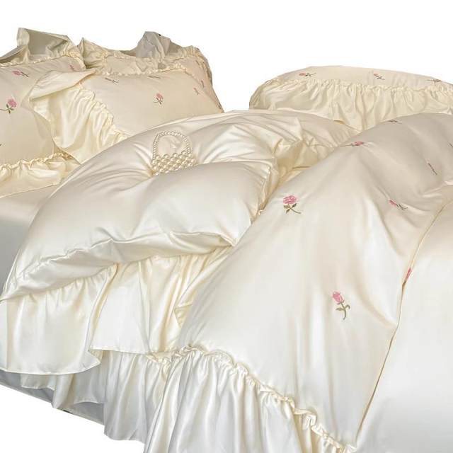 Princess Feng Shui Wash Silk Bed Four-Piece Set Summer Ice Silk Cool Bed Sheets Summer Naked Bedding Products