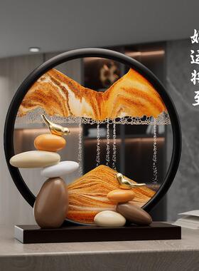 时来运转流沙画 画摆件轻奢高档办公室家居客厅玄关电视柜酒柜装