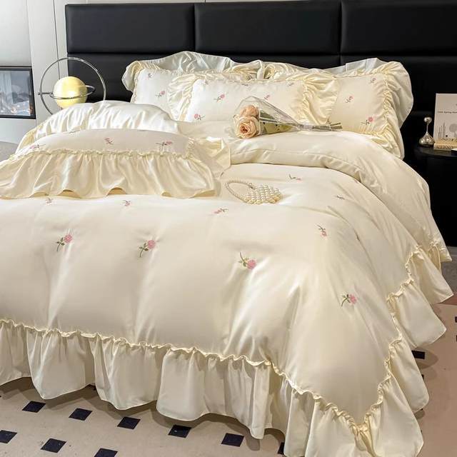 Princess Feng Shui Wash Silk Bed Four-Piece Set Summer Ice Silk Cool Bed Sheets Summer Naked Bedding Products