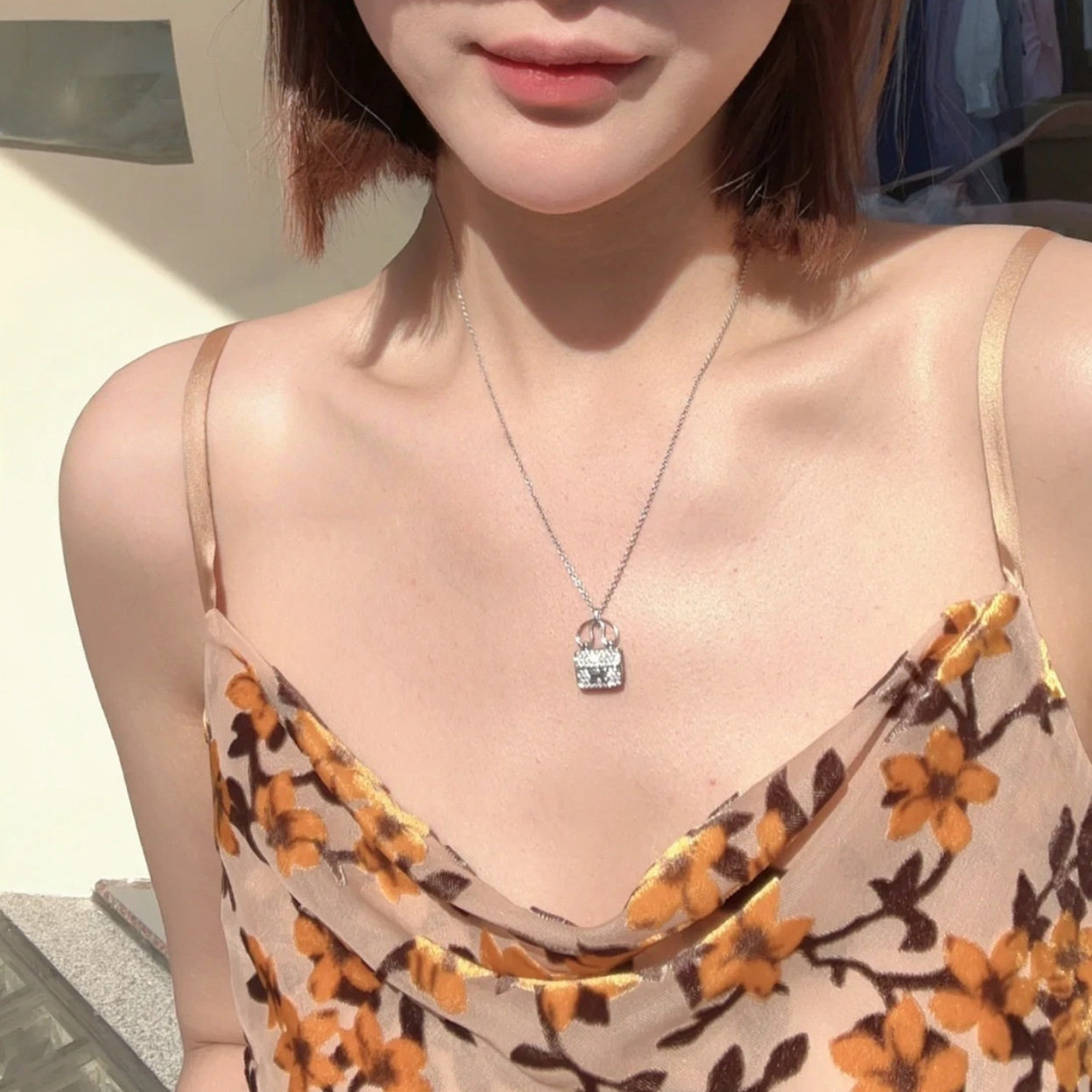 摩登圣饰S925纯银H字母康康包包项链女轻奢气质满钻锁骨链送礼物,淘宝优惠券,粉丝福利购,淘宝优惠卷