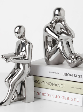 贝汉美陶瓷创意书挡人物摆件玄关客厅酒柜电视柜办公室轻奢装饰品