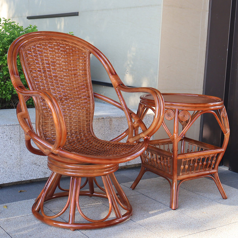天然真藤椅三件套田园风家用高背护腰全藤转椅阳台小桌椅转椅茶几,淘宝优惠券,粉丝福利购,淘宝优惠卷