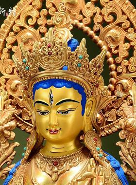 欧斯特精工《白度母》室内家用全鎏金《白多罗观音》铜像摆件