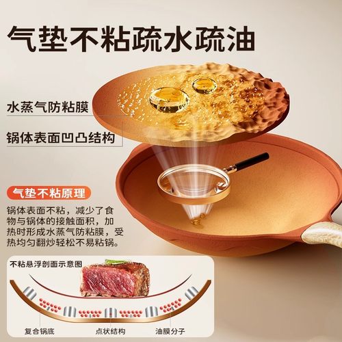 阿米尔阿尔菲塔复古陶土煎锅平底锅家用不粘锅炒锅不粘锅两件套装 - 图1