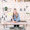 Perforated board custom wooden display rack solid wood wall color storage rack no punching round hole porous sample wall