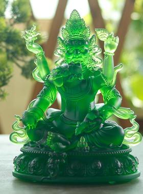 真琉璃五路财神佛像黄红白绿黑五姓财神密宗家居家用佛堂供奉摆件
