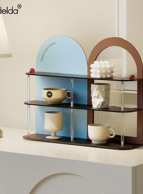 Mandelda创意复古杂物多层收纳架入户玄关摆件电脑桌面置物装饰品