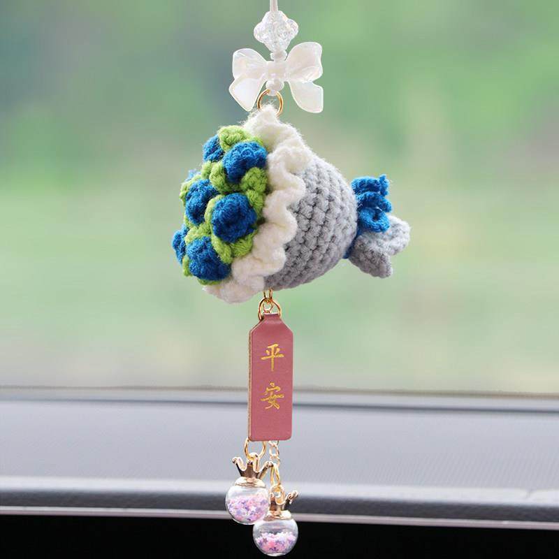 2025新款汽车挂件车载挂饰女生车内装饰用品后照镜吊坠毛线 线玫,淘宝优惠券,粉丝福利购,淘宝优惠卷