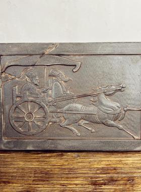 中式覆古汉砖雕刻车马图瓦当画像砖非遗金石传拓刻板课堂拓片制作