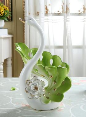 现代天鹅陶瓷花瓶酒柜客厅电视柜摆件家居创意装饰品结婚礼物乔迁