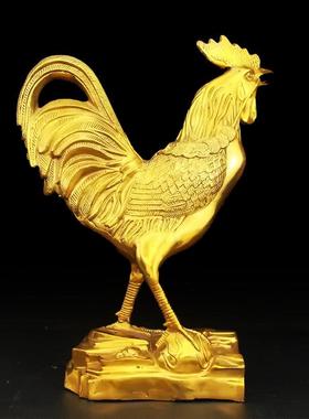 铜公鸡铜鸡摆件家居客厅办公室桌面生肖金鸡装饰工艺品摆设大号纯