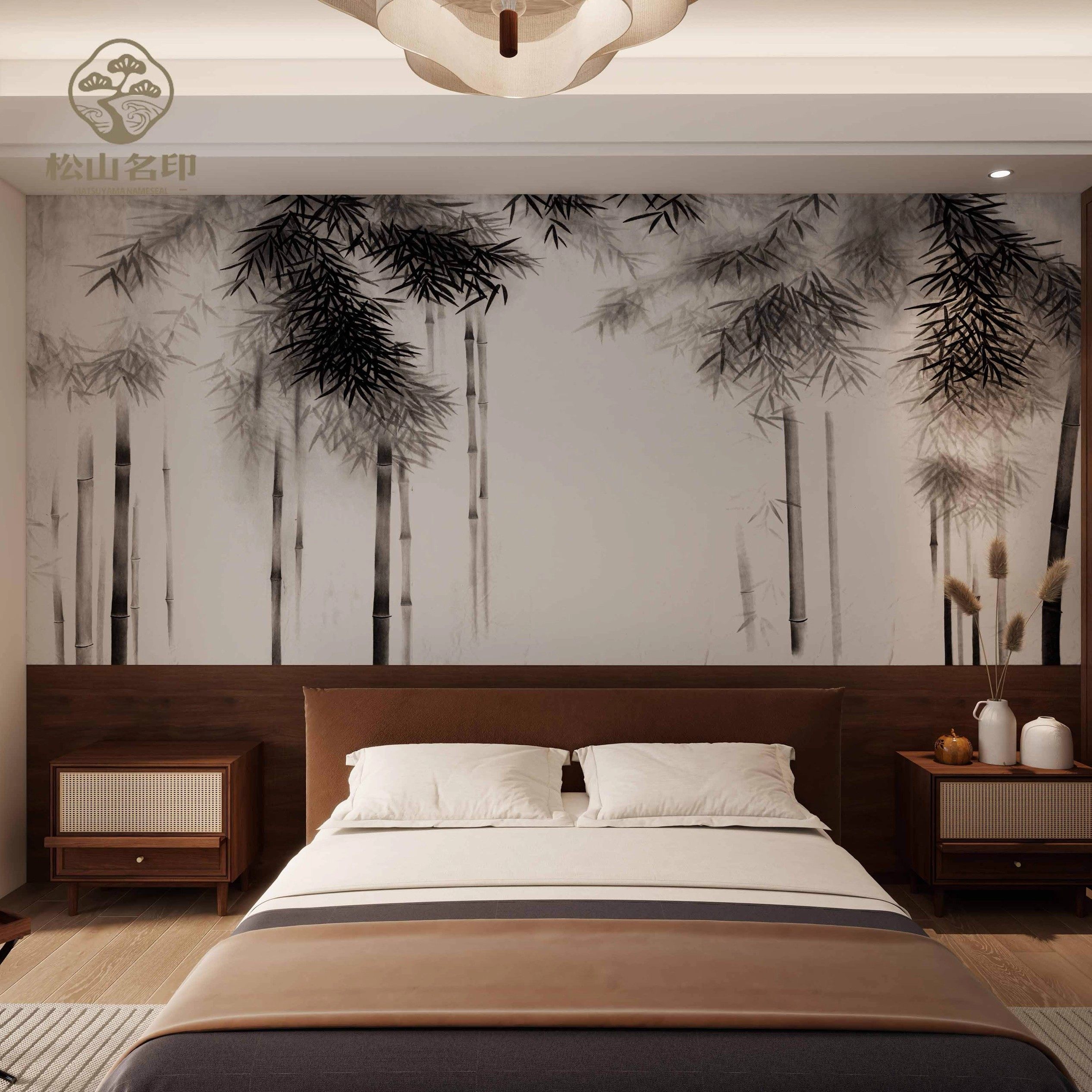 宋氏美学简中复古水墨竹子书房客厅背景壁纸壁布名宿酒店定制壁画,淘宝优惠券,粉丝福利购,淘宝优惠卷