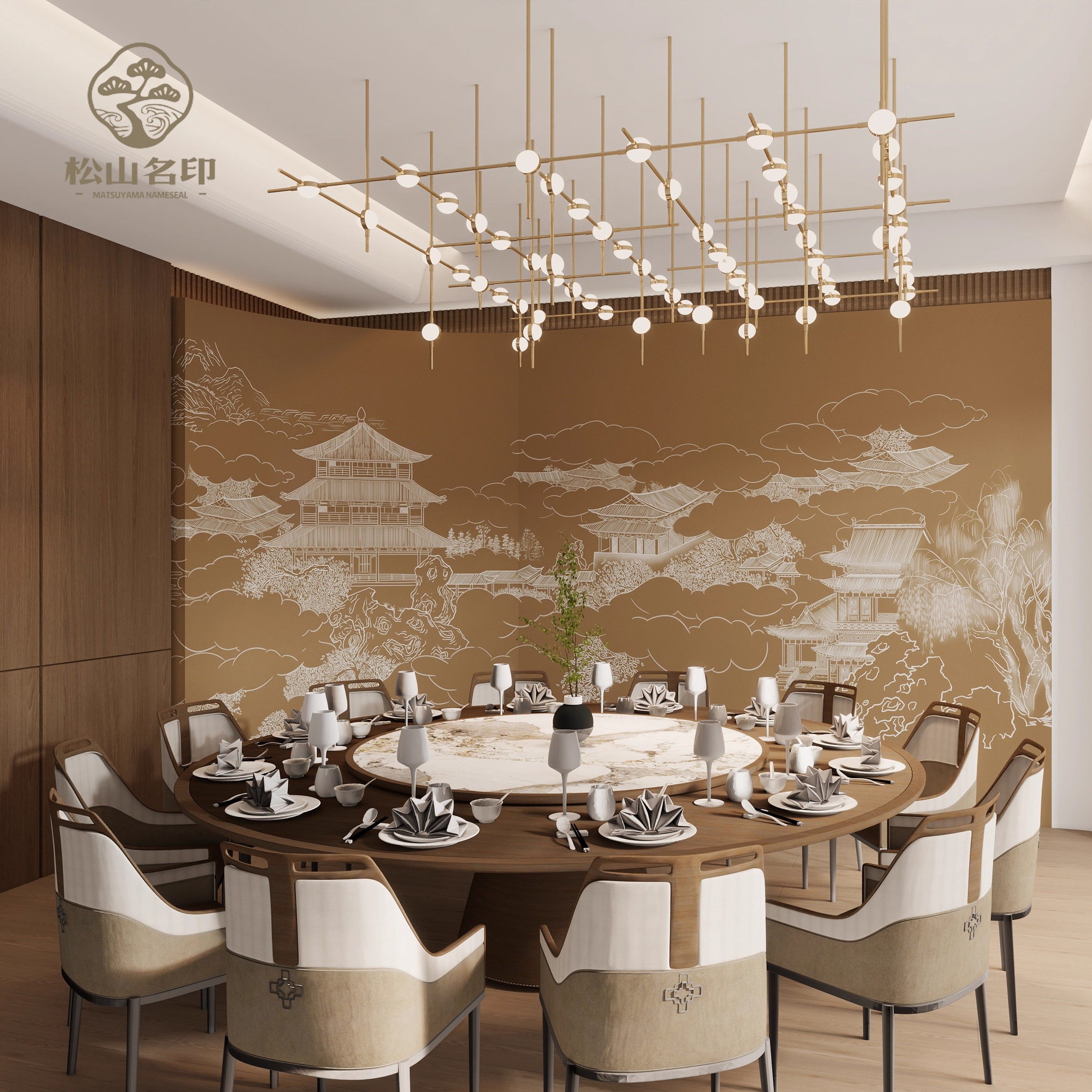 新中式线描阁楼3D立体浮雕壁布电视背景定制壁画饭店餐厅装饰墙布,淘宝优惠券,粉丝福利购,淘宝优惠卷